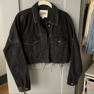 ZARA cropped black denim jacket